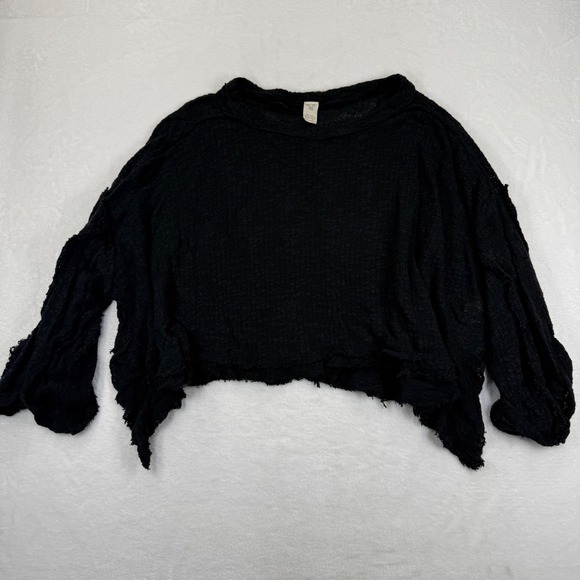 We The Free Sweaters - We The Free Free People Black Cotton Cropped Oversized Knit Sweater‎ Large